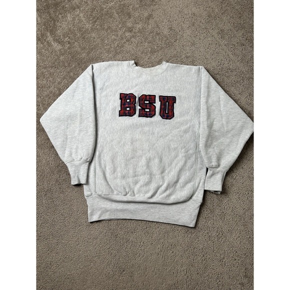 Vintage 90s Sweatshirt Champion Rewerse Weave BRONCO Boise State University Sz L